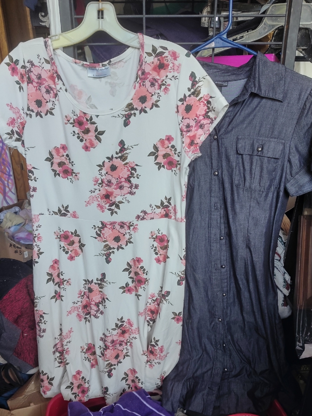 Women's Floral Scoop-Neck Mini Dress in Pink and White